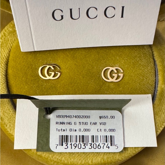 18k Gold GUCCI Double-G Stud Earrings - Picture 5 of 9